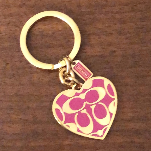 Coach Pink and Gold Heart Logo Keyring - Picture 2 of 5